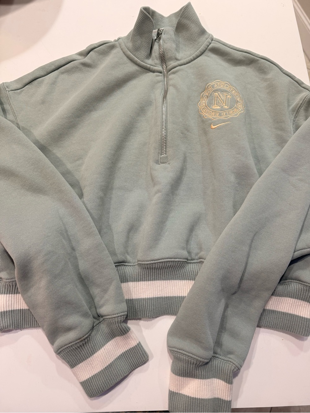 Nike Gold Sage Green Quarter-Zip Sweatshirt